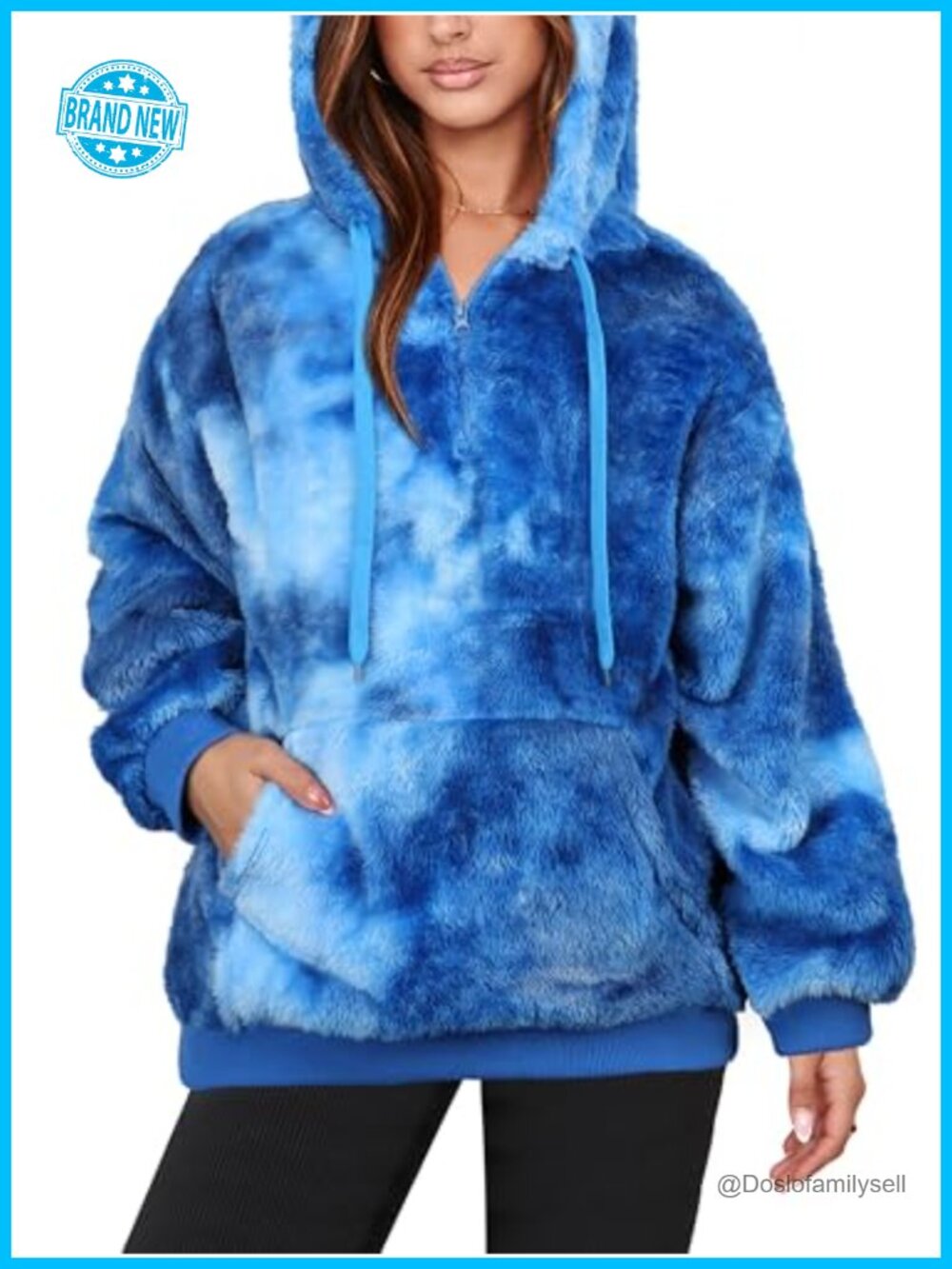 Sherpa Fleece Oversized Hoodie Quarter Zip Pullover Sweatshirt